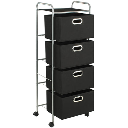 Shelving Unit with 4 Storage Boes Steel and Non-woven Fabric