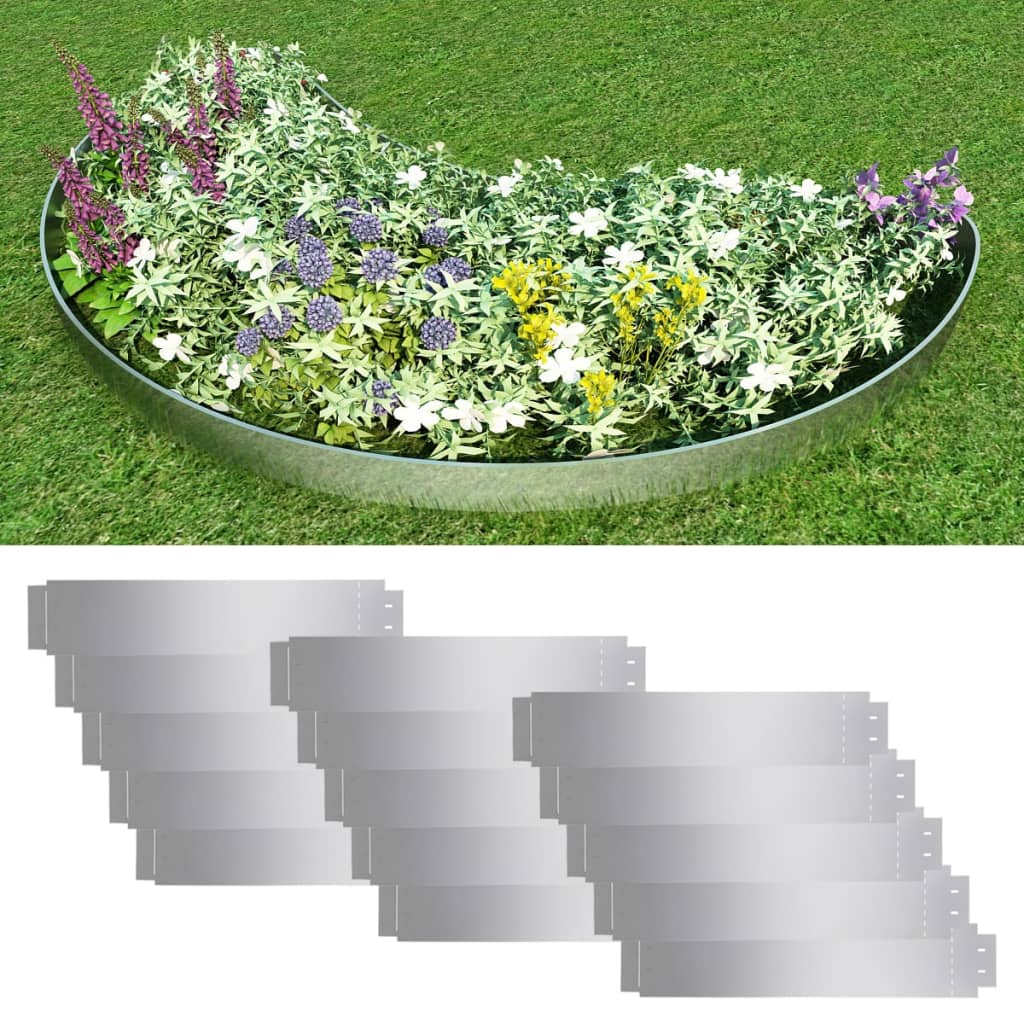 Lawn Fence 15 pcs Galvanised Steel