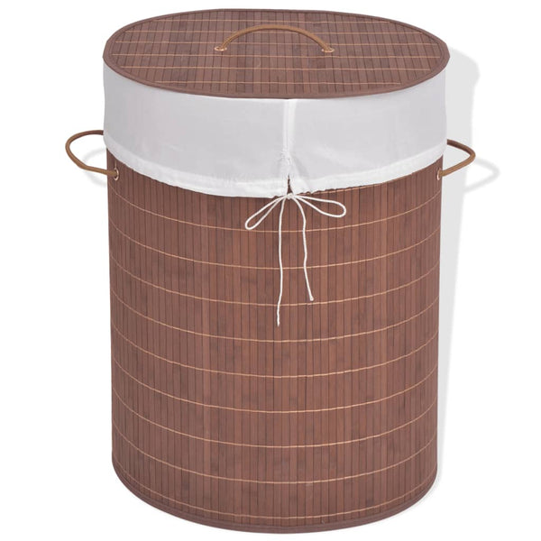  Bamboo Laundry Bin Oval Brown