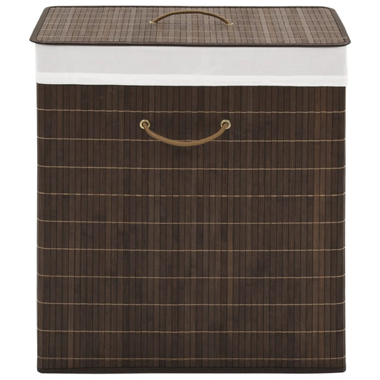 Bamboo Laundry Bin Rectangular Dark Brown - 40×30×60cm