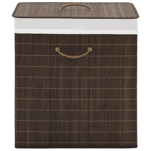  Bamboo Laundry Bin Rectangular Dark Brown