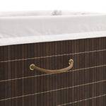 Bamboo Laundry Bin Rectangular Dark Brown