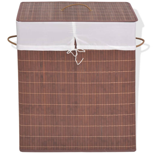 Bamboo Laundry Bin Rectangular Brown - 40×30×60cm
