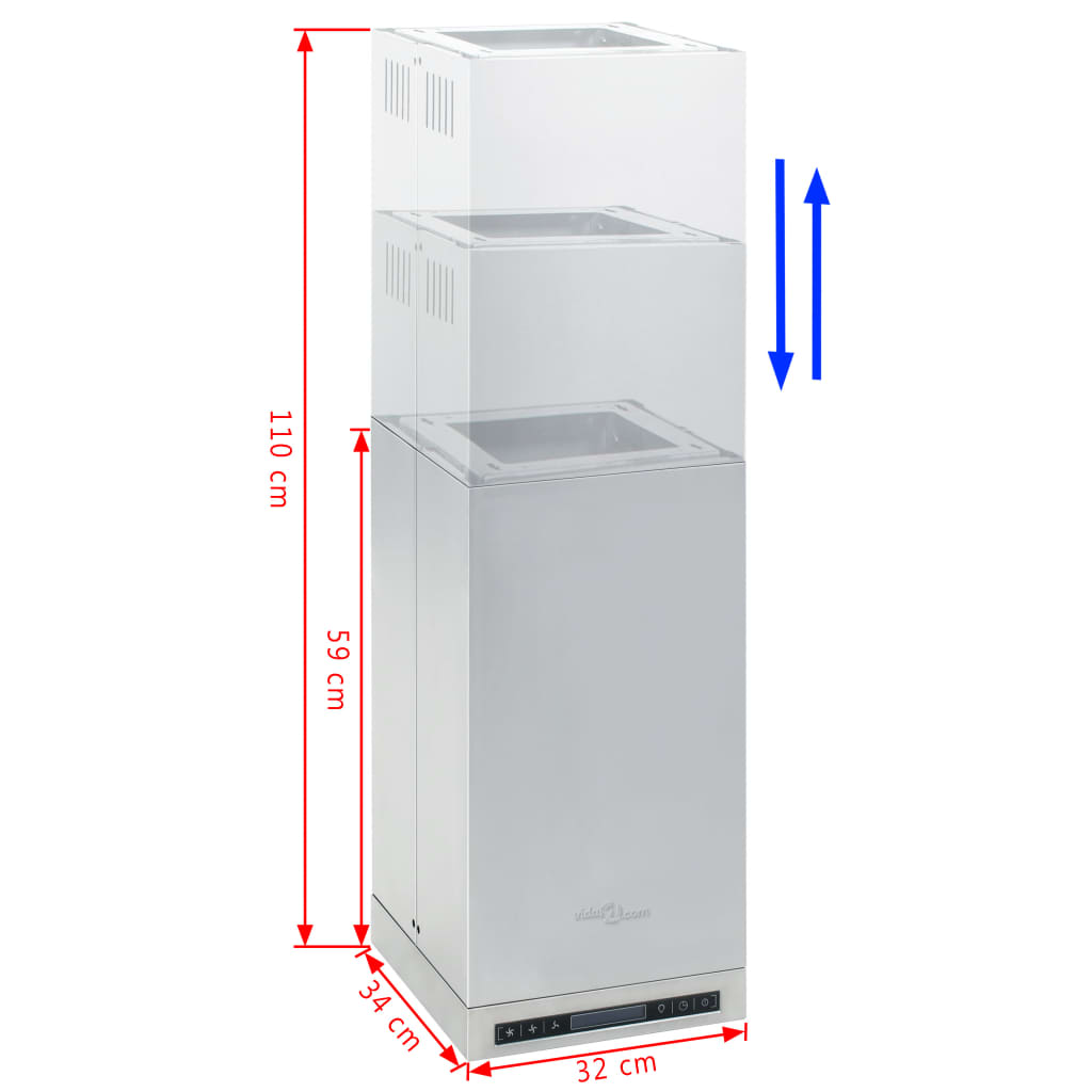 Island Range Hood LCD Display Touch Sensor 756 mÃ‚Â³/h LED