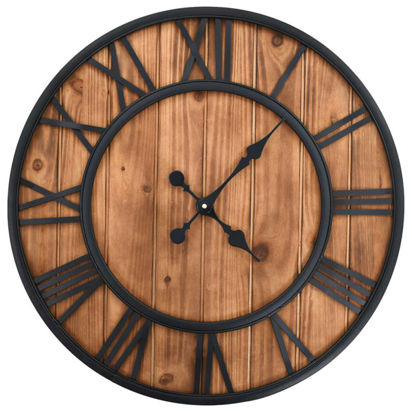  Vintage Wall Clock with Quartz Movement Wood and Metal  XXL