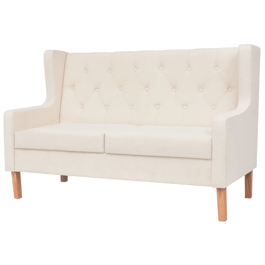 Sofa Set 2 Pieces Fabric Cream White - 140×68×90cm