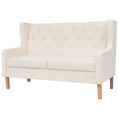 Sofa Set 2 Pieces Fabric Cream White - 140×68×90cm
