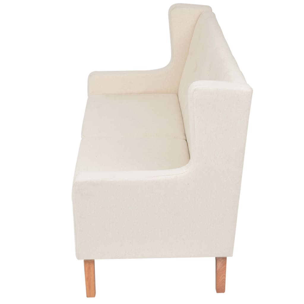 Sofa Set 2 Pieces Fabric Cream White - 140×68×90cm