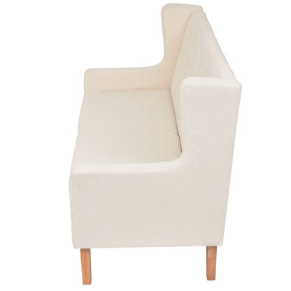 Sofa Set 2 Pieces Fabric Cream White - 140×68×90cm