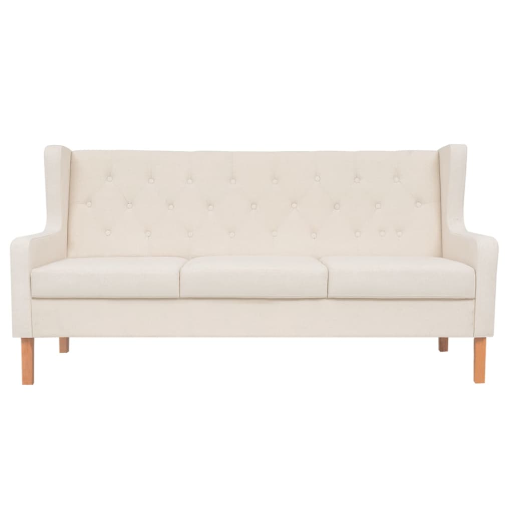 Sofa Set 2 Pieces Fabric Cream White - 76×68×90cm