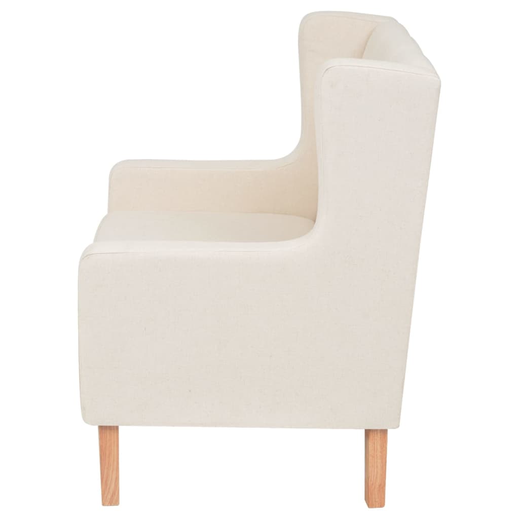 Sofa Set 2 Pieces Fabric Cream White - 76×68×90cm