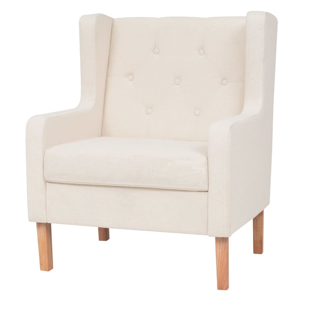 Sofa Set 2 Pieces Fabric Cream White - 76×68×90cm