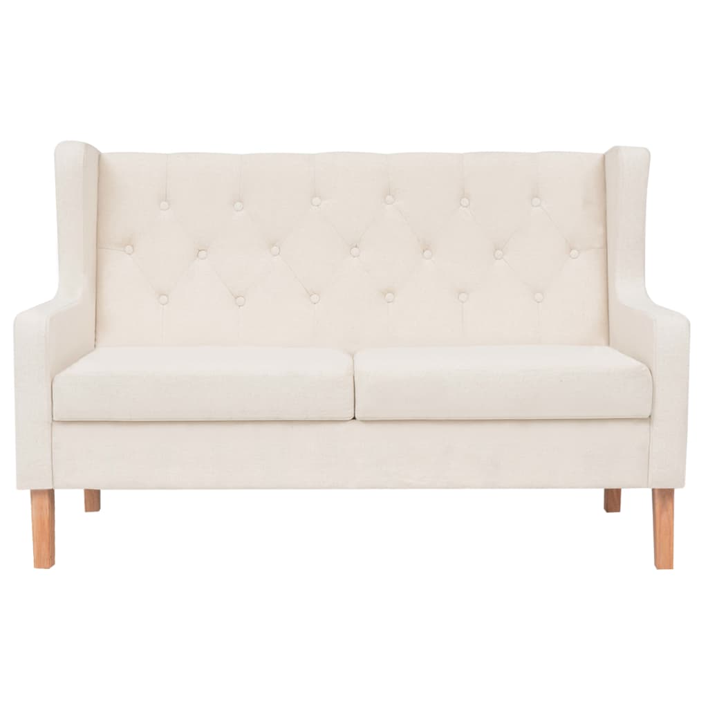 Sofa Set 2 Pieces Fabric Cream White - 180×68×90cm