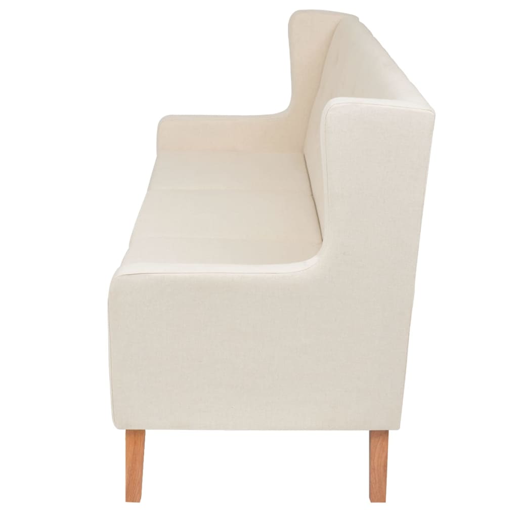 Sofa Set 2 Pieces Fabric Cream White - 180×68×90cm