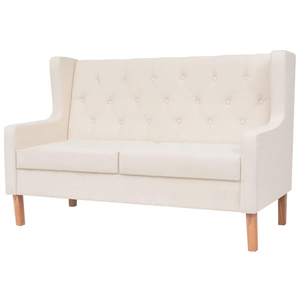 Sofa Set 2 Pieces Fabric Cream White - 180×68×90cm