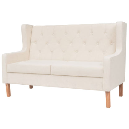 Sofa Set 2 Pieces Fabric Cream White - 180×68×90cm