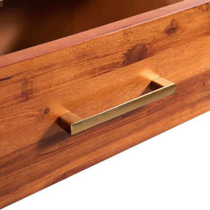 Console Table Solid Acacia Wood Brown and white
