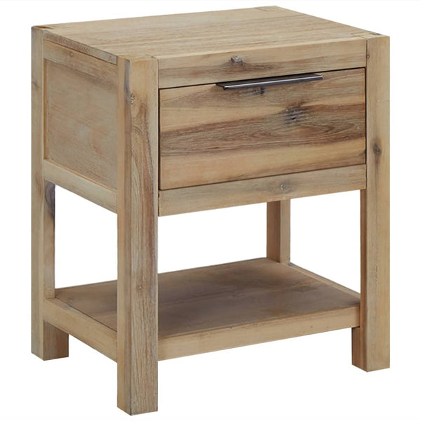  Nightstand with Drawer Solid Acacia Wood