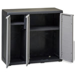 Garden Storage Cabinet with 2 Shelves Black and Grey