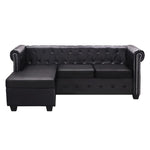 L-shaped Chesterfield Sofa Artificial Leather Black