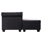 L-shaped Chesterfield Sofa Artificial Leather Black