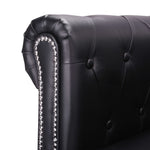 L-shaped Chesterfield Sofa Artificial Leather Black