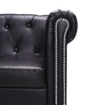 L-shaped Chesterfield Sofa Artificial Leather Black