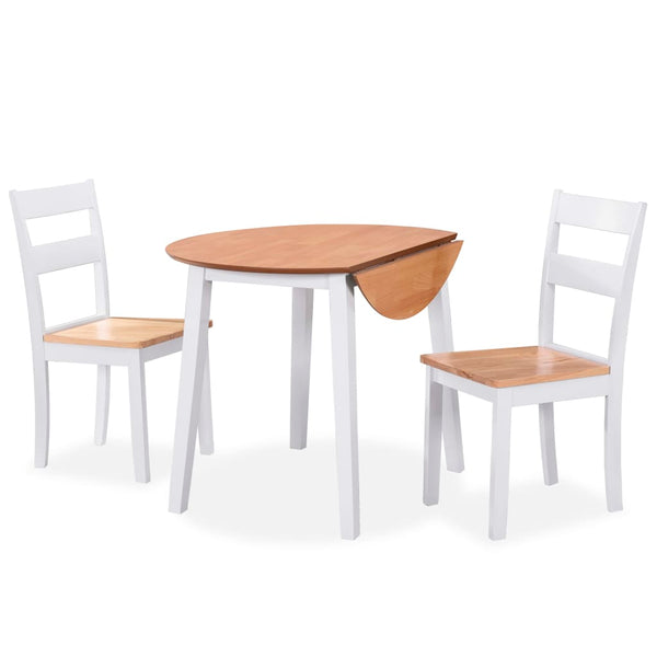  Dining Set 3 Pieces MDF and Rubberwood White