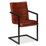 Dining Chairs 2 pcs Brown Real Leather