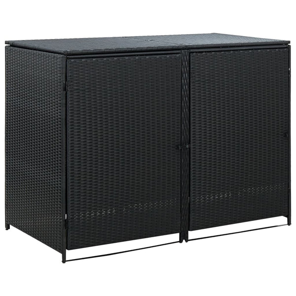  Double Wheelie Bin Shed Poly Rattan Black