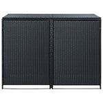 Double Wheelie Bin Shed Poly Rattan Black
