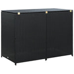 Double Wheelie Bin Shed Poly Rattan Black