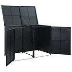 Double Wheelie Bin Shed Poly Rattan Black