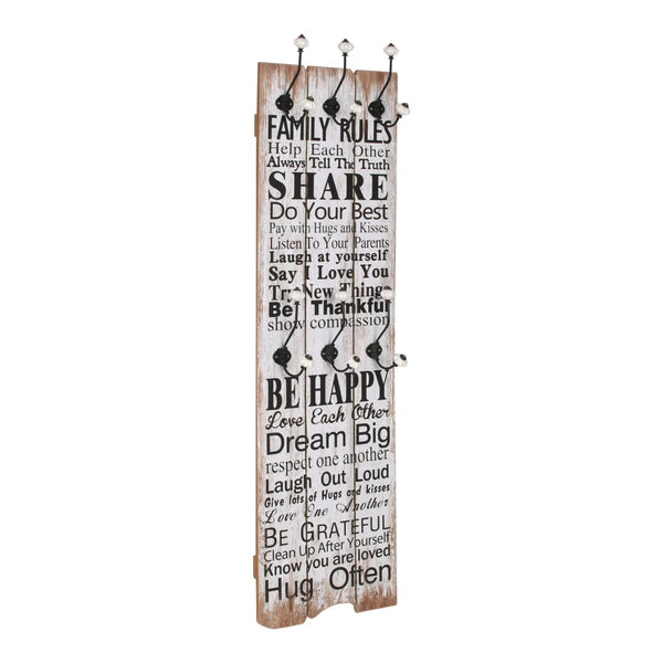  Wall-mounted Coat Rack with 6 Hooks FAMILY RULES