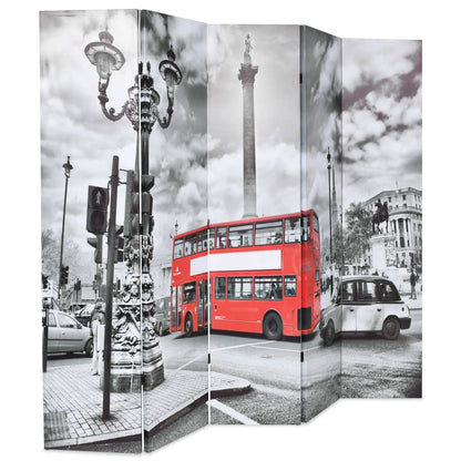 Folding Room Divider London Bus Black, White