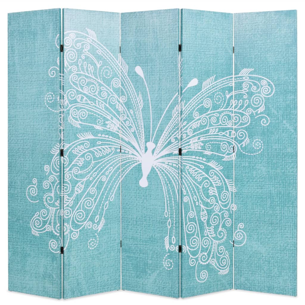 Folding Room Divider Durable Butterfly Blue