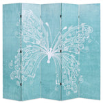 Folding Room Divider Durable Butterfly Blue