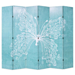 Folding Room Divider Butterfly Blue