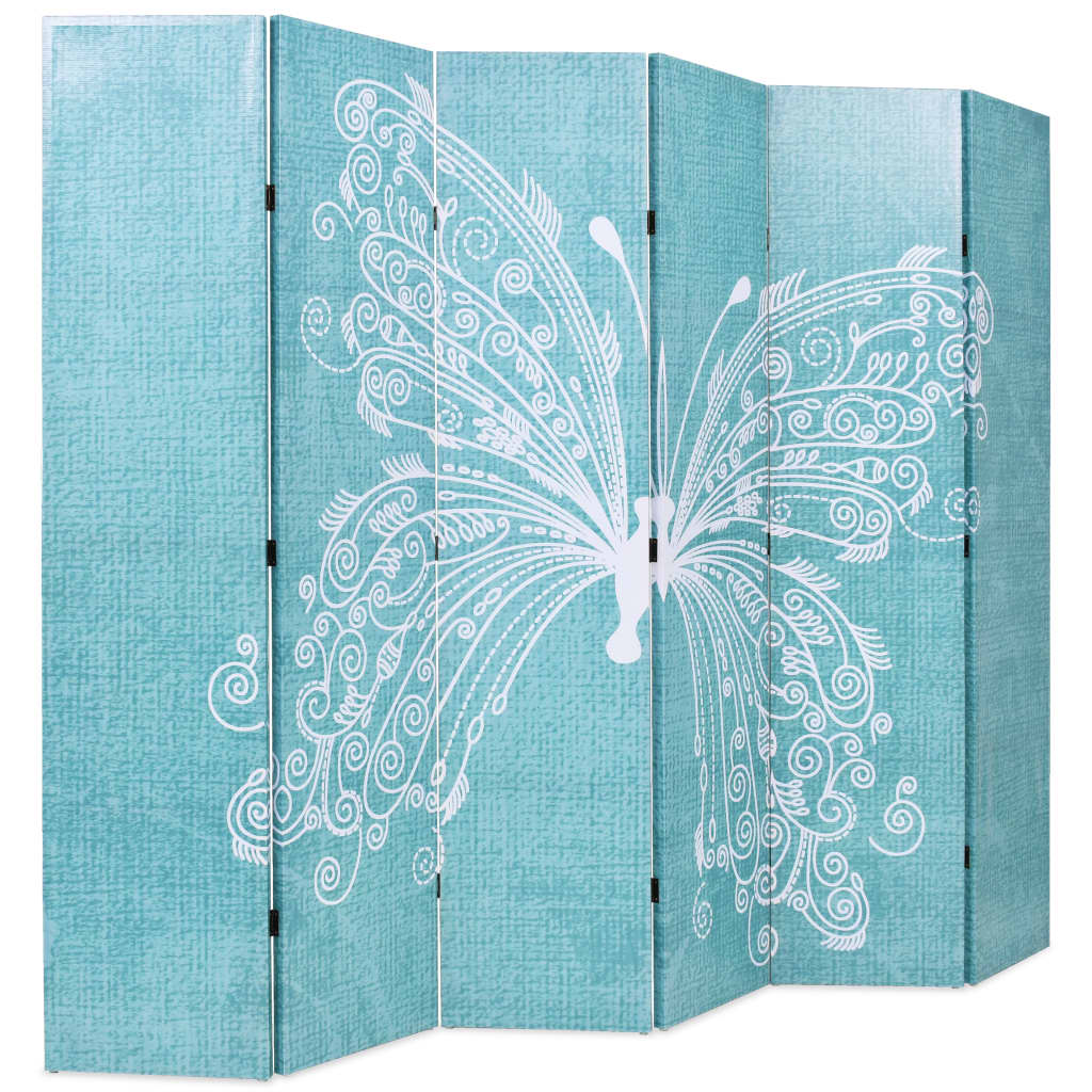 Folding Room Divider Butterfly Blue - 228×170cm