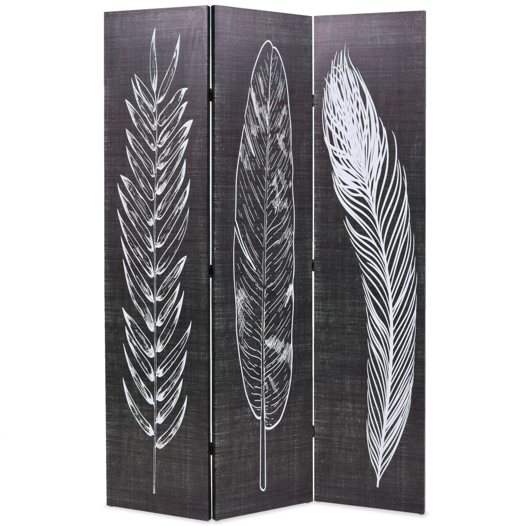 Folding Room Divider Feathers Black and White - 120×170cm
