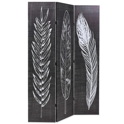 Folding Room Divider Feathers Black and White - 120×170cm