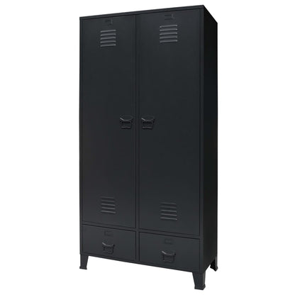 Wardrobe Metal Industrial Style Black - 90×40×180cm