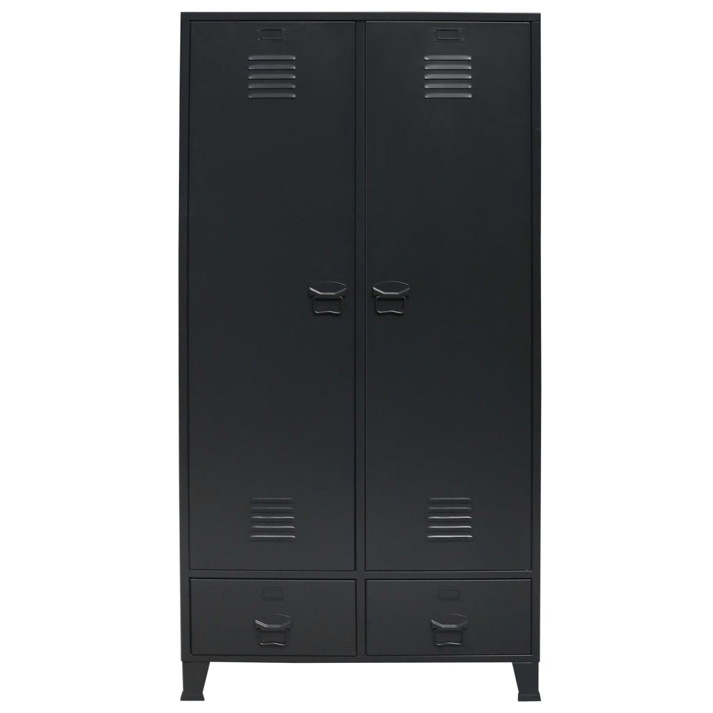 Wardrobe Metal Industrial Style Black - 90×40×180cm