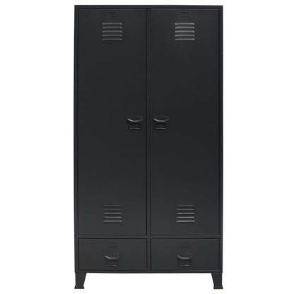 Wardrobe Metal Industrial Style Black - 90×40×180cm