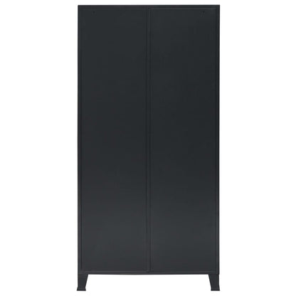 Wardrobe Metal Industrial Style Black - 90×40×180cm