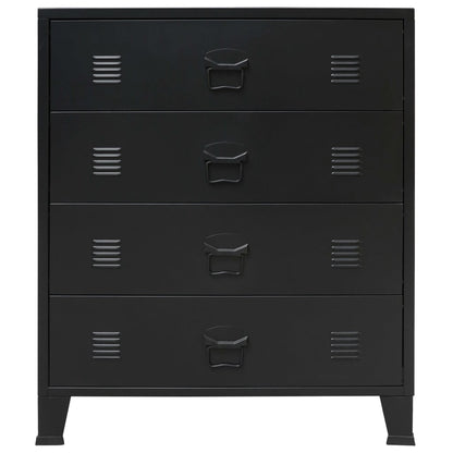 Chest of Drawers Metal Industrial Style Black