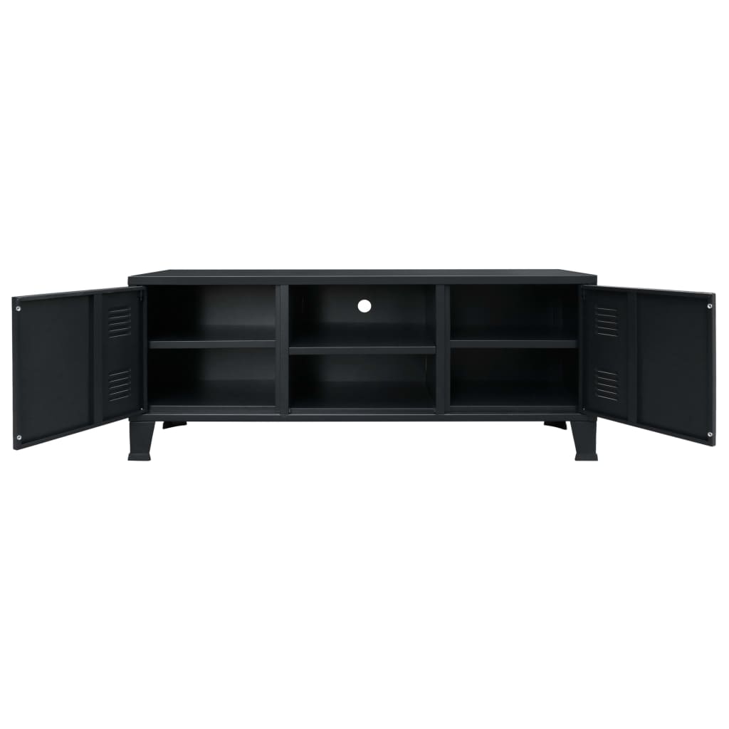 TV Cabinet Metal Industrial Style Black