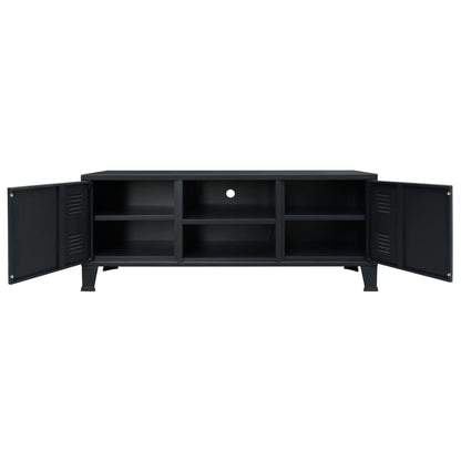 TV Cabinet Metal Industrial Style Black