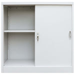 Office Cabinet with Sliding Doors Metal Grey