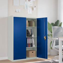 Office Cabinet Metal Grey & Blue